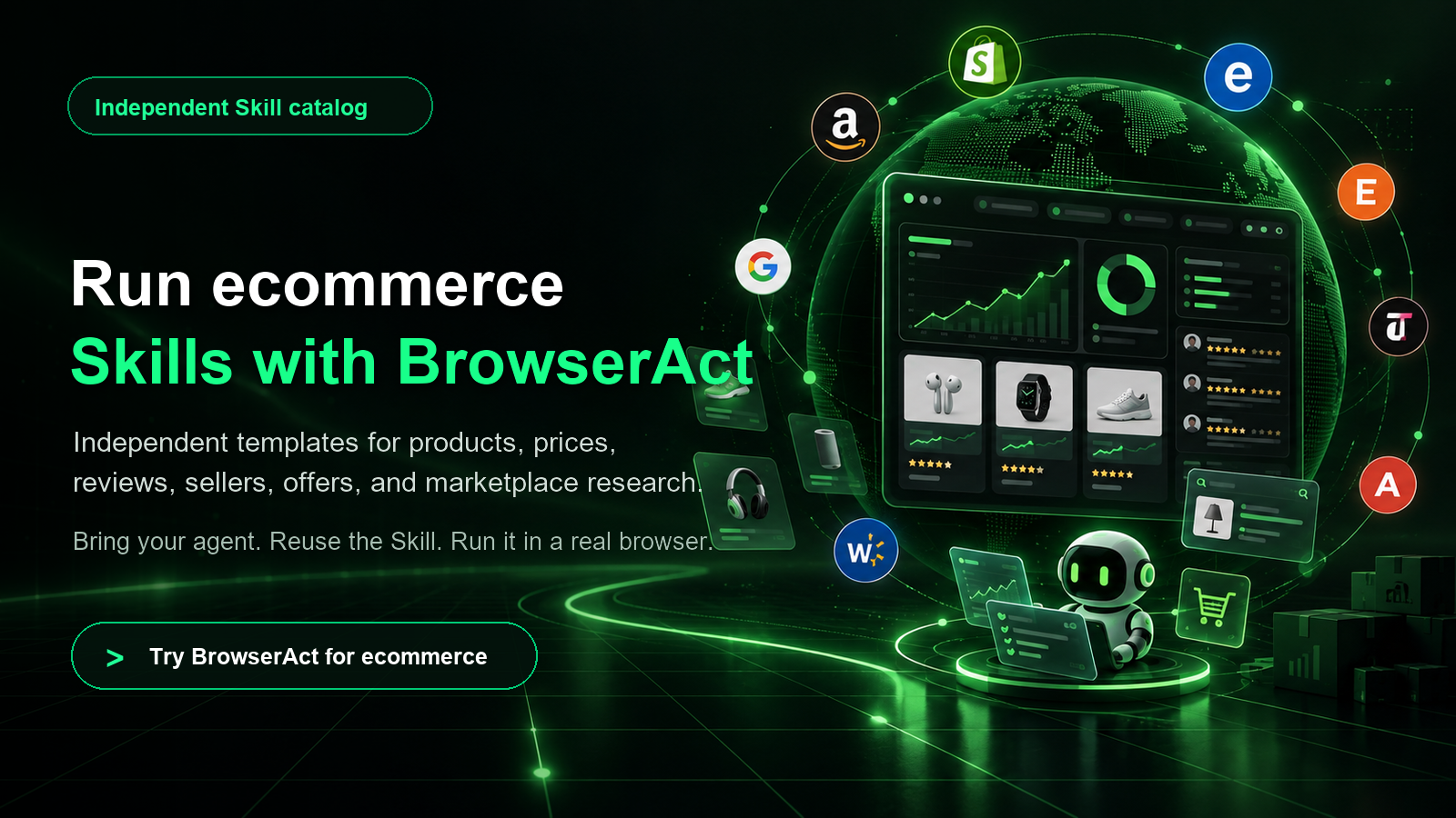 BrowserAct ecommerce Skill catalog