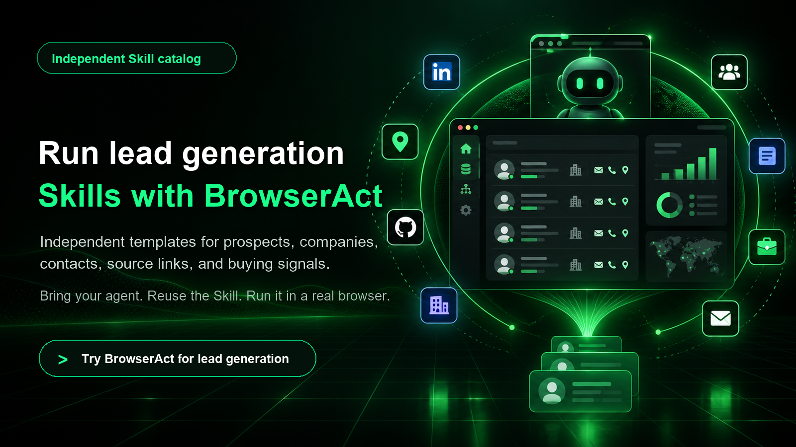 BrowserAct lead generation Skill catalog