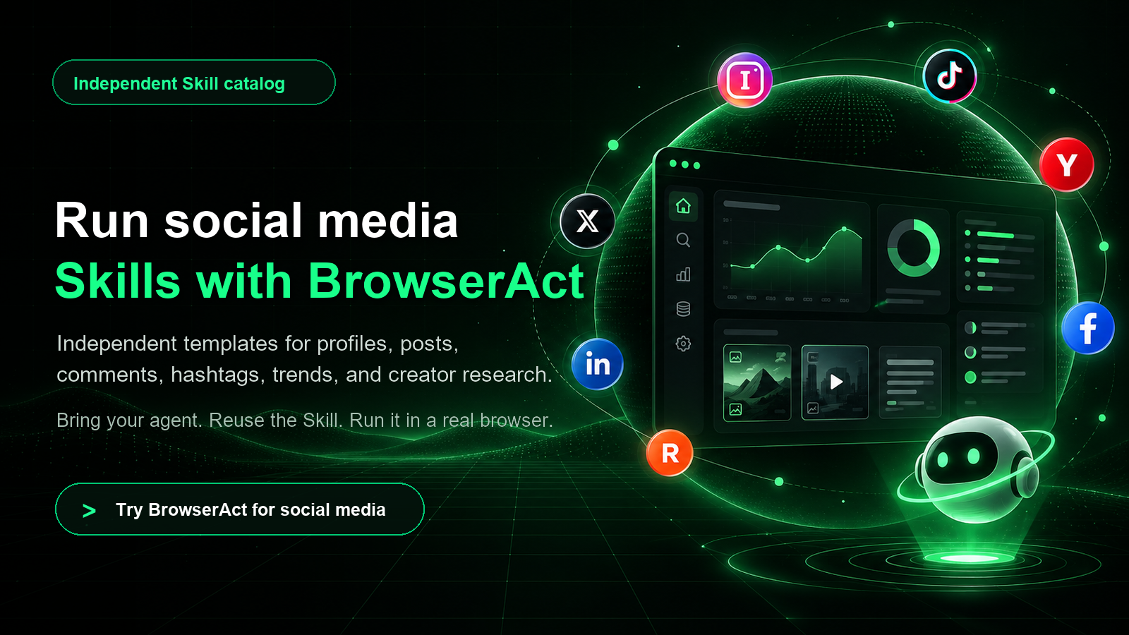 BrowserAct social media Skill catalog